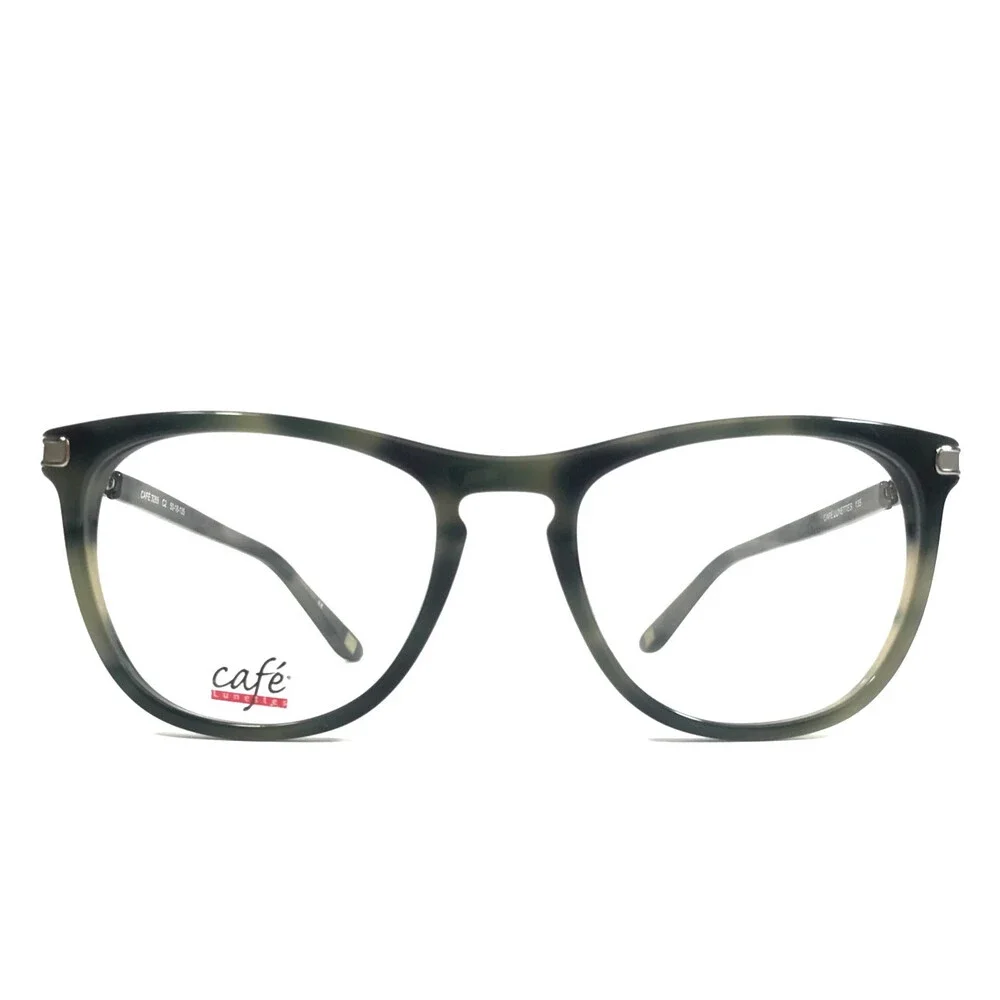Cafe Lunettes Eyeglasses Frames 3265 C2 Green Horn Square Full Rim 50-18-135